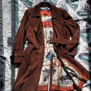 Vintage 70s corduroy trench - signed Vittorio Accornero silk lining